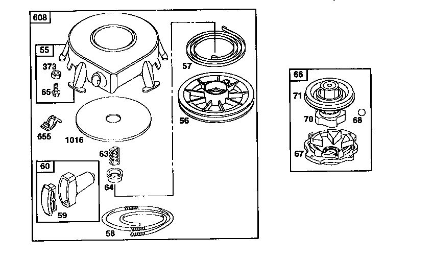 Rewind Starter Diagram and Parts List for 195702-4015  Briggs and Stratton Engine